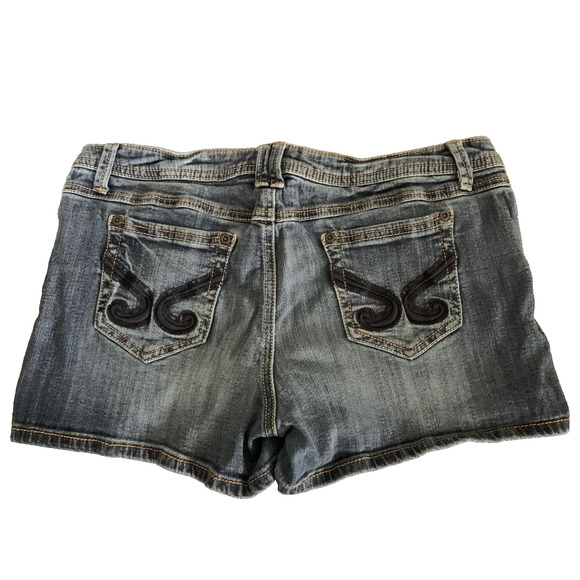 CANDIE'S STRETCH DENIM JEAN SHORTS WITH SIDE SLITS SIZE JUNIOR'S 9 - Picture 4 of 4
